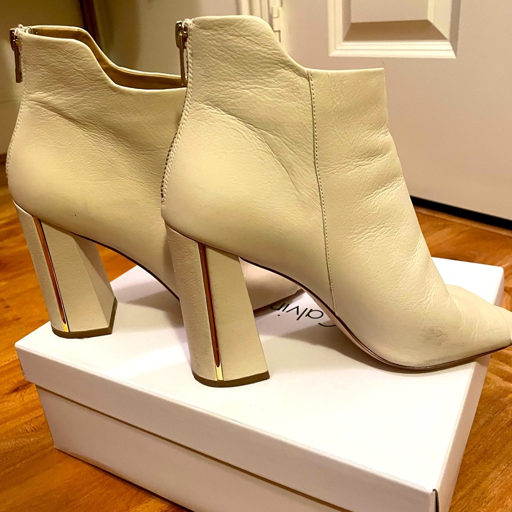 Calvin Klein open toe booties. Like new condition.